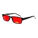 Mens Small Face Snug Fit Color Lens Rectangular Plastic Frame Sunglasses Red