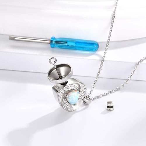 Opal Heart Urn Necklaces to Hold Ashes of Loved Ones 925 Sterling Silver Cremation Jewelry for Women4