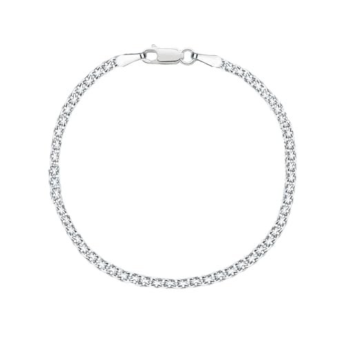 Savlano 925 Sterling Silver 2MM Bismark Chain Mesh Link Anklet for Women Comes in 9
