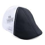 The Original Boston Scally Cap - The Mesh Trucker Mens Flat Hat - Six Panel Newsboy Cap for Men - Black/White - XXXL
