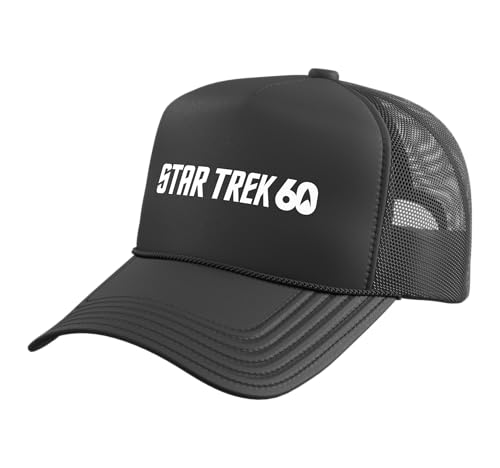 Star Trek 60 Logo Officially Licensed Trucker Hat with Adjustable Mesh Back, Black