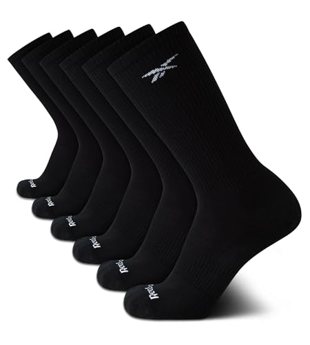 Reebok Men's Athletic Socks - 6 Pack Targeted Cushion Crew Socks - Breathable Cotton Blend Socks for Men (Shoe Size: 6-12.5)
