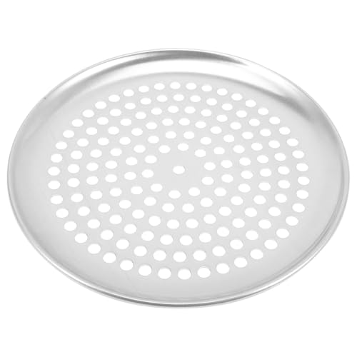 ROMISBABA Molde para Pizza con Agujeros de Acero Inoxidable Plata, Superficie Lisa y Antiadherente, Adecuado para Hacer Pizza Casera en Horno
