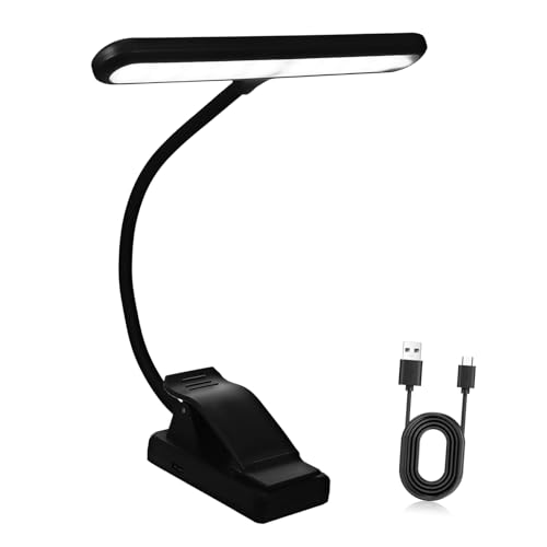 Kisangel Rechargeable Clip Reading Light with Power Display Level Brightness Lightweight LED Lamp for Books Music Stands and Desks Convenient Portable Design