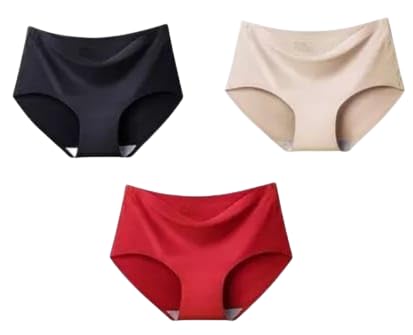 Women’s Seamless Bikini No Show Panties Briefs Soft Solid Underwear Multicolour Pack of 3-image-23