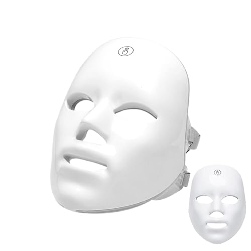 Máscara facial de luz roja - Cubierta facial de luz roja, Mascarilla para el cuidado de la piel facial de 7-1 colores | 9,25x7,48x4,92 pulgadas Cubierta facial recargable portátil, máscara inalámbrica
