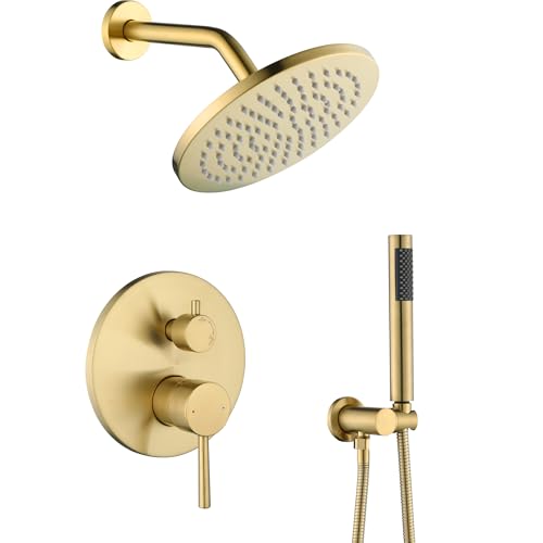 RF SUNUAN Shower System All Metal Gold Shower Faucet Set Brushed Gold