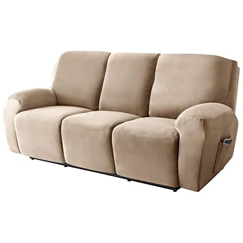 JHLD Terciopelo Funda De Sillón Relax Elástica Camello 3 plazas Cover