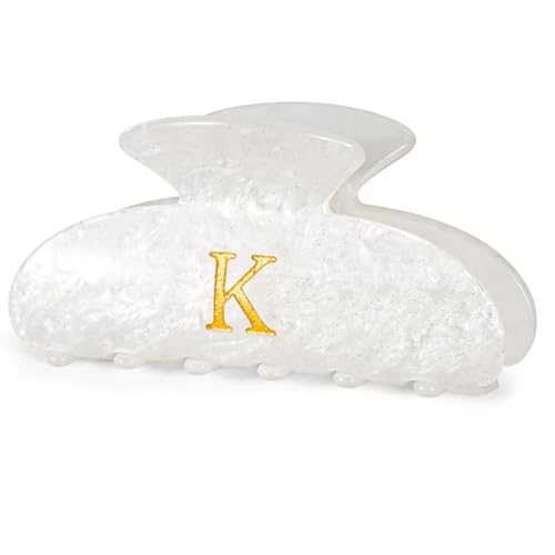 Image of Christmas Gifts for Teenage Girls Stocking Stuffers for Teen Girls | Claw Clip Initial Hair Clips | Personalized Hair Claws | 8 9 10 11 12 13 14 15 16 Years Old Girl Gift Trendy Stuff - White,K