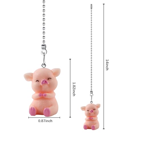 Image of Pig Ceiling Fan Pull Chain,Cute Pink Pig Farm Pulls Charm Extension Decorative,12in 3mm Diameter Beaded Fan Light Pull Chains Extender Ornaments for Kids Room