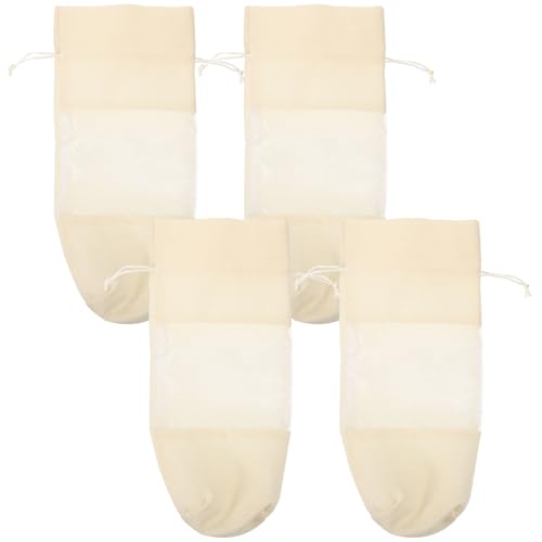 TOGEVAL Bolsas para Botellas de Vino de Arpillera con Ventana y Cordón Set de 4 Unidades Color Beige Natural Reutilizables y Decorativas para Regalos y Packaging Elegante
