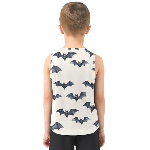 JUNZAN Halloween Bats Beige Boys Tank Top Sleeveless Teens Vest Boys Summer Crew Neck Undershirts for Running Sports Beach 3T3