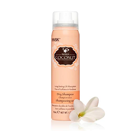 HASK Dry Shampoo Kits for all hair types, aluminum free, no sulfates, parabens, phthalates, gluten or artificial colors, Nourishing Monoi Coconut - Set of 6 Travel Size 1.7oz Cans