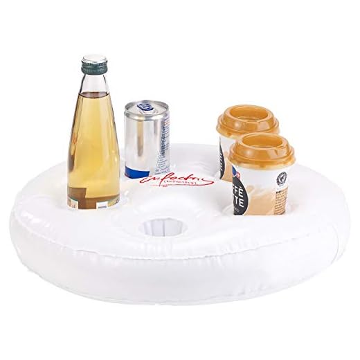 infactory Pool Tablett: Aufblasbarer Schwimm-Getränkehalter, 5 Halterungen, Ø jeweils 5,5 cm (Pool Getränkehalter)