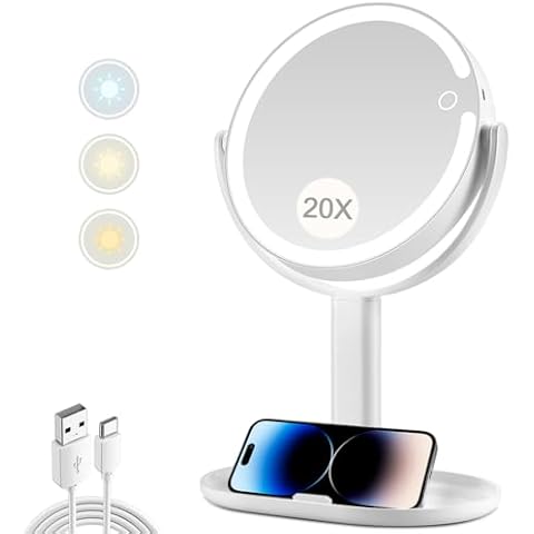 MIYADIVA 20X Makeup Mirror with Lights Cover