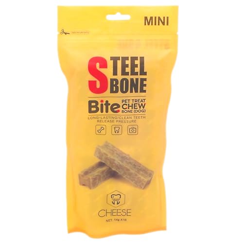 【犬用 おやつ】STEEL BONE スチールボーン MINI 14g 16本入り DOG フレーバー5種類 / デンタル いぬ用 おやつ ご褒美 トリーツ ガム 口腔ケア 歯垢 歯石 除去 歯周病対策 歯磨き 成犬 シニア犬 老犬 超小型犬 小型犬 (1