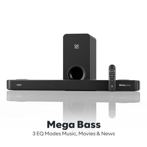Image of GOVO GOSURROUND 975 | 4.1 (2.1.2) Channel, 400W Soundbar with True Dolby Atmos, 6.5 inch subwoofer, Opt, AUX, USB & Bluetooth, 3 Equalizer Modes, Stylish Remote & LED Display (Platinum Black)