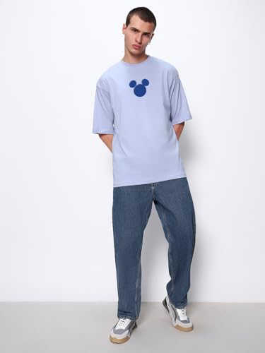 Image of Bewakoof X Disney Men's Cotton Graphic Print Oversized Fit Half Sleeve Round Neck T-Shirt | Casual Wear | Street Wear | Oversized t Shirt for Men Cotton | Baggy