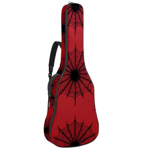 Étui souple pour guitare motif toile d'araignée rouge avec 2 poches de rangement