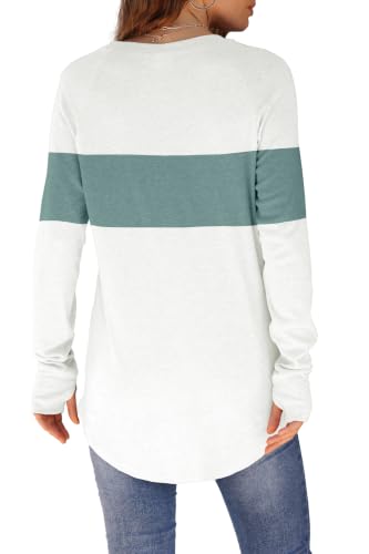 Image of XIEERDUO Womens Tunic Tops to Wear with Leggings Long Sleeve Thumb Hole Shirts Crew Neck Curved Hem