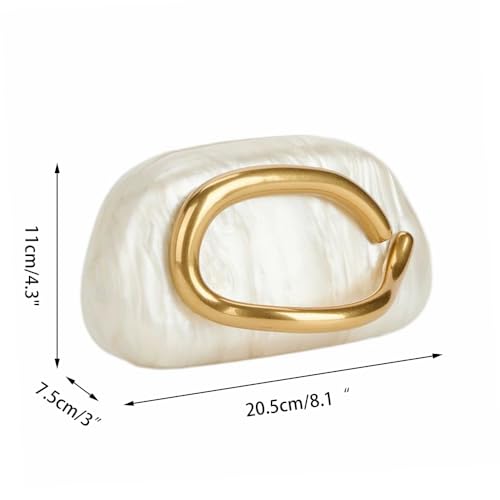Image of Women Acrylic Clutch Box Metal Handle Evening Bag Trendy Ladies Shoulder Crossbody Purse for Wedding Party Causal