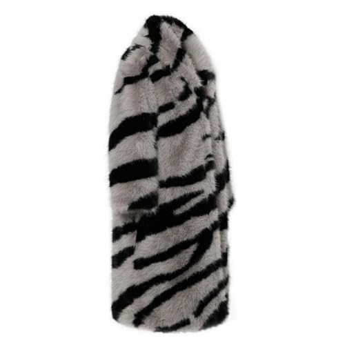 Women Warm Zebra Pattern Faux Fur Coat Lapel Long Sleeve Animal Print Outwear Winter Fluffy Faux Fur Overcoat2