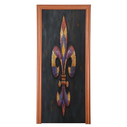FLildon Mardi Gras Carnival Fleur De Lis Door Cover Decoration, Party Accessory Porch Decor for Festive Ornament Room Door Covers 36 x 98 Inch
