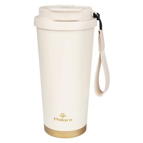 Philorn Kaffeebecher to go, 500ml Thermo, 316 Edelstahl, Keramik...