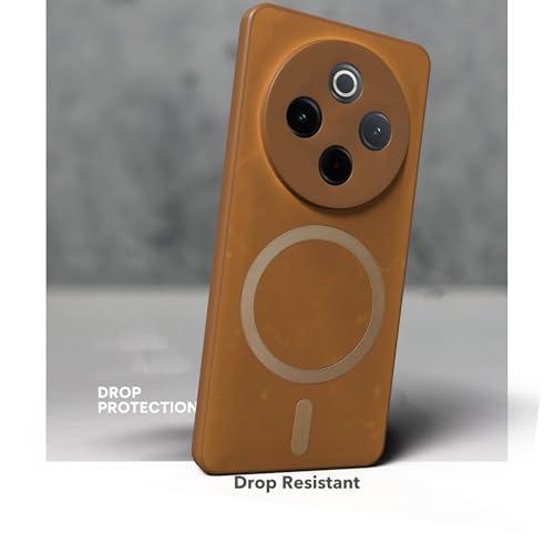 Image of Compatible for VIVO T4 5G Hard Back | Only Compatible with Wireless Magnetic Accessories | Thin and Slim Magnetic Back Cover (Brown)
