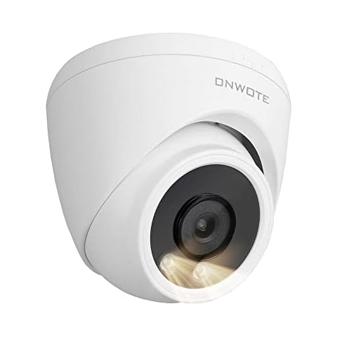 ONWOTE 4K 8MP PoE IP Camera, Smart AI Human Vehicle Detection Activate Bright Spotlights, 128° Wide Viewing Angle, Indoor/Outdoor, 100ft IR, Add on Camera Cover