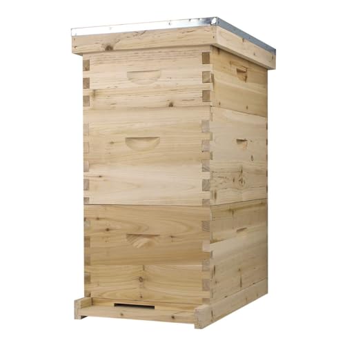 NuBee 8-Frame Beehive Kit – Unassembled Langstroth Hive with 2 Deep & 1 Medium Boxes, Frames & 100% Wax-Coated Foundations | Lightweight Fir & Pine Construction