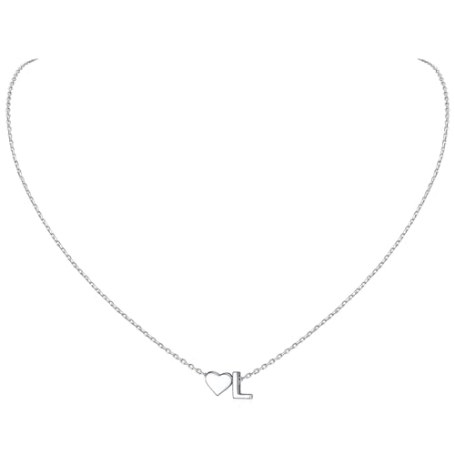 ChicSilver Collar Letra Inicial L Colgante Corazón Plata de Ley 925 Mujer Regalo Precioso Cumpleaños Joyería Delicada Nombre Personalizado