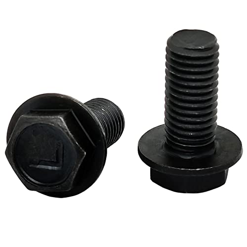 Image of Black Carbon Steel Hex Flange Bolts Left Hand Thread,Bottom Bracket Flanged Axle Bolt,Crank Bolts,M7 Thread,Length 15mm (20 Pcs)