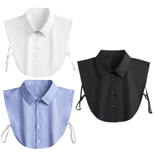 SPORWAY 3 piezas mujeres cuello inserto de cuello para mujer: cuello falso desmontable mitad camisa blusa mujer cuello blusa mujer cuello blusa cuello blusa inserto para mujer, cuello de camisa para