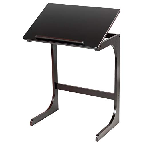 COSTWAY Table d'Appoint, Bout de Canapé, Petit Bureau pour Ordinateur Portable avec Plateau Inclinable, Idéal pour Salon Chambre à Coucher, 60 x 40 x 70-91 cm (Marron)