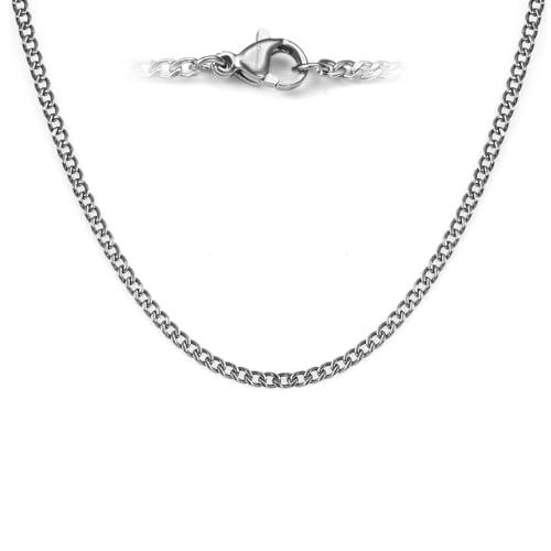 TGNEL 5.5mm/7.5mm Pure Titanium Cuban Link Chain for Men, Fashion Men's Titanium Necklace Chain for Sensitive Skin 22'' 24''