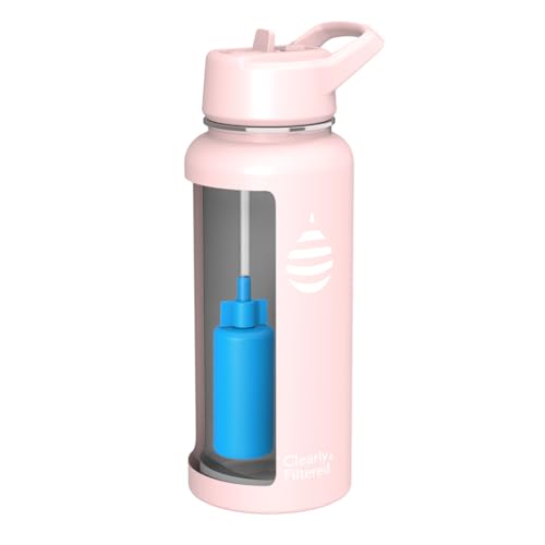 Clearly Filtered Water Bottle | Removes 220+ Contaminants, Double-Wall Insulated Stainless Steel, BPA/BPS Free, Phthalate Free, Filters Flouride Lead Chlorine (32oz, Blush)