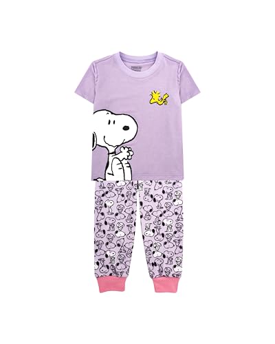 Recopilación de Pantalones de pijama para Niña los mejores 5. 48 Baby Creysi Peanuts Set de Pijama Playera Manga Corta y Pantalón para Niñas, 3 Años, Morado