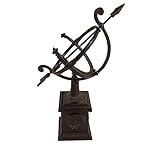 Sonnenuhr auf Standfuß Antik-Stil Gusseisen Braun Gartendeko H 34cm