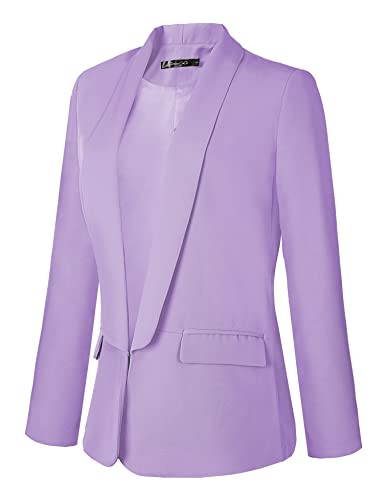 Urban Coco Women's Office Blazer Jacket Open Front (M, Lavender) #TOP1