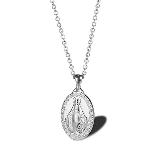 Mary pendant pour les femmes en acier inoxydable haute qualité médaille polie