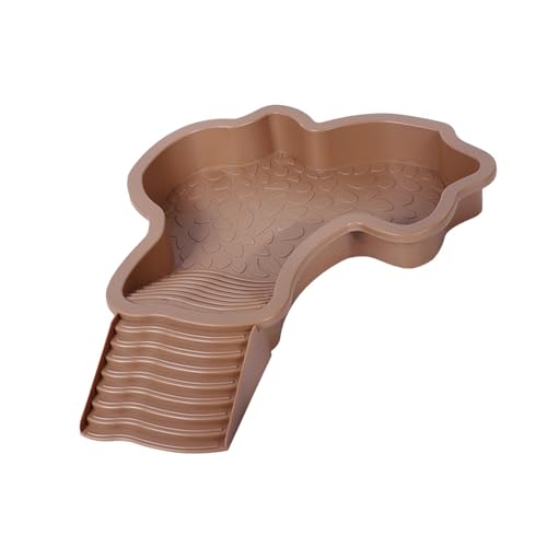 ????? Reptile Bathing Pool Reptile Water Bowl with Ramp Decoration Lizards Habitat Turtle Bath for Tortoise Gecko Turtle Hamster, Yellow