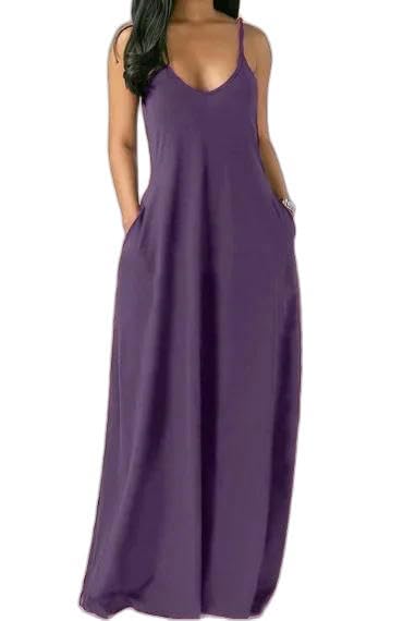 Sukienka damska podkreślająca figurę letnia Solid Color Deep V Sling sukienka