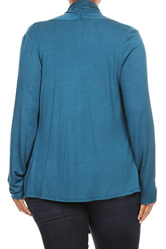 Women's Plus Size Lightweight Long Sleeve Solid Open Cardigan4