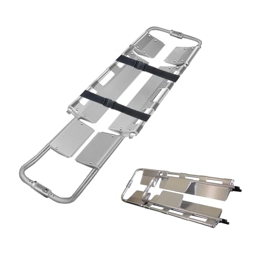 WJPDXFENG EMT Backboard Spine Board Stretcher, Folding Stretcher for Medical Emergency, Medical Stretcher, Emergency Rescue Back Stretcher, 180kg/386Lb Load Capacity,with Safety Straps(Silver)