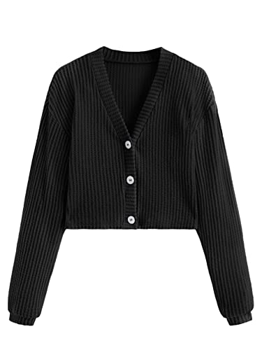 Image of SweatyRocks Women's Long Sleeve Button Front V Neck Soft Cardigan Sweaters