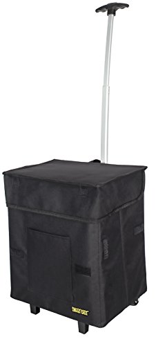 dbest products Smart Cart, BLACK Collapsible Rolling Utility Cart Basket Grocery Shopping Teacher