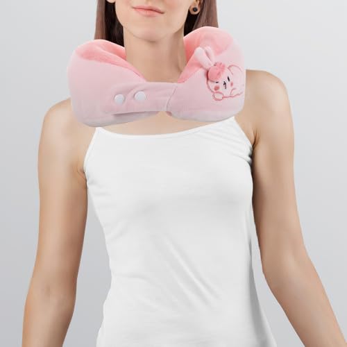 Almohada de cuello con máscara de viaje rosa 21.5x15.5x0.5 cm miniatura 4