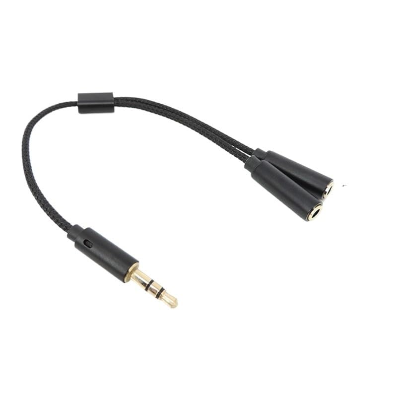 Divisor de auriculares con soporte para 2 micrófonos dobles y transmisión de audio AUX en Y