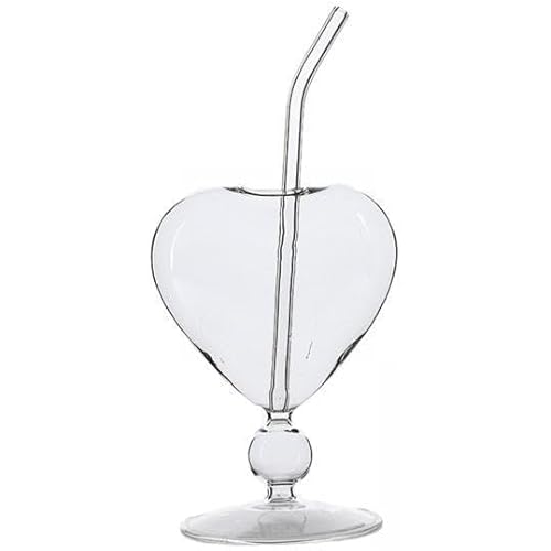 2x 300ml Cocktail Glass Cocktail Drinks Glassware Lovely 3D Heart Creative Clear Water Bottle Glass for Kitchen Home Party